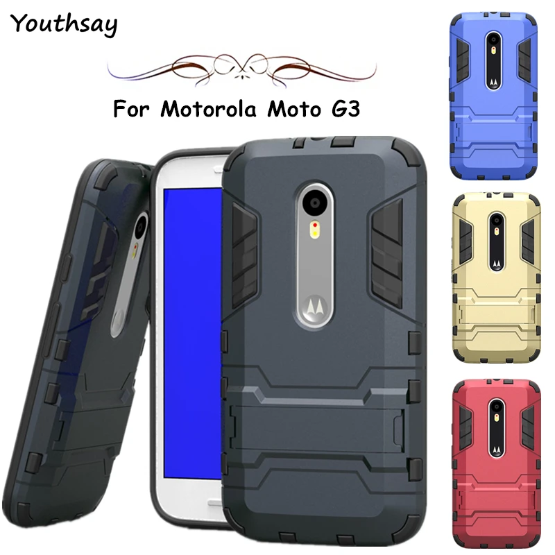Чехол СПС Motorola Moto G3 случае XT1541 антидетонационных Робот Телефон Стенд PE + TPU чехол