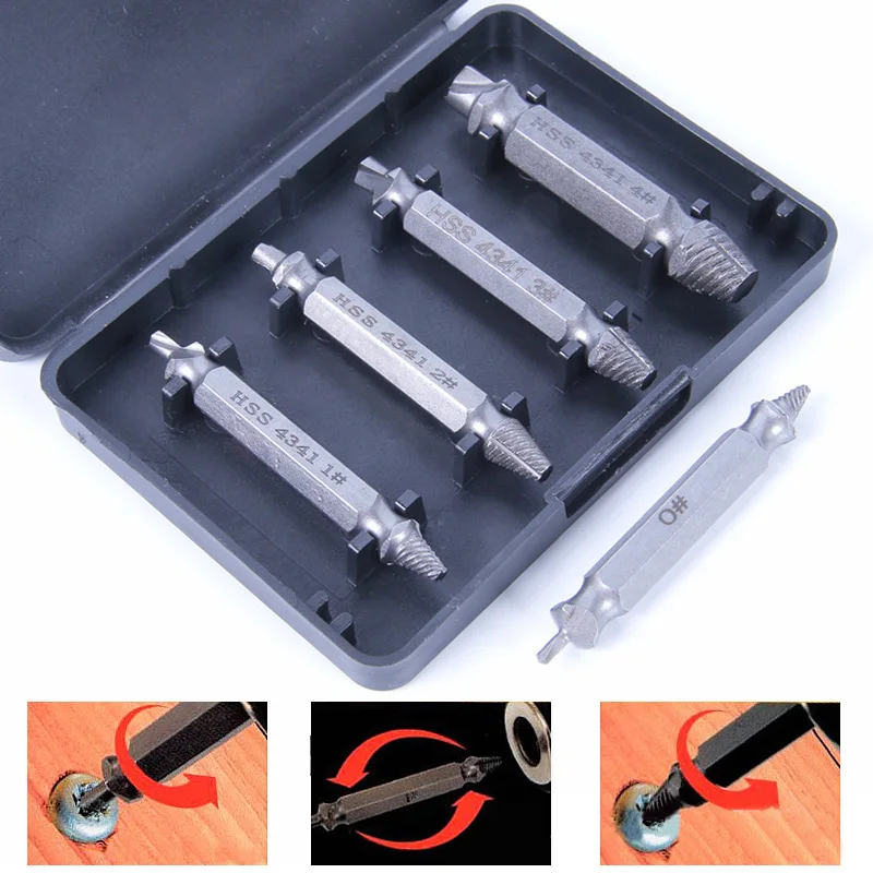 

S2 Alloy Steel Remover Screw Extractor Drill Bits Easy Out 4pcs Accessories Workshop Parts