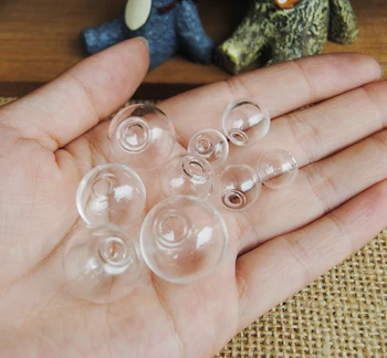 

10pcs 8/10/12/14/16/18/20/25mm empty glass ball with one hole round bubble vial glass globe orbs jewelry findings