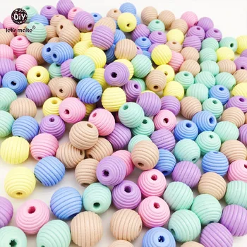 

Let's Make 200pcs 18mm Round Beehive Wood Bead Environmental Paint No Varnish DIY Wooden Teething Necklace Beads Baby Teether