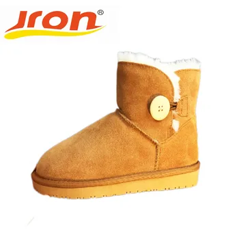 

Jron Genuine Leather Woman Snow Boots High Quality TPR Rubber Sole Anti-slip Function Warm Ankle Boots For Winter Autumn