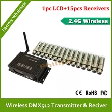 DHL быстрая беспроводной DMX светодиодный контроллер освещения 1 шт. передатчик+ 15 шт. приемник 2,4 ГГц xlr-wi-dmx X-stick