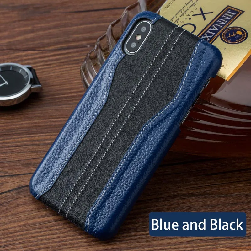 Чехол для телефона для Xiao mi Pocophone F1 mi 8 A1 A2 Lite mi x 2s Max 3 с текстурой личи из воловьей кожи для Red mi Note 5 Plus 5A 4X - Цвет: Blue and Black