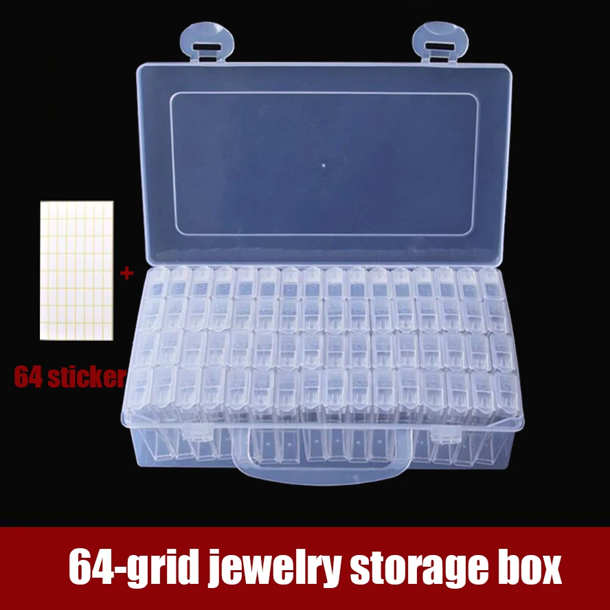 

Storage Boxes Diamond Embroidery 64 Grids DIY Handmade Beading Stone Storage Accessory Diamond Painting Tools