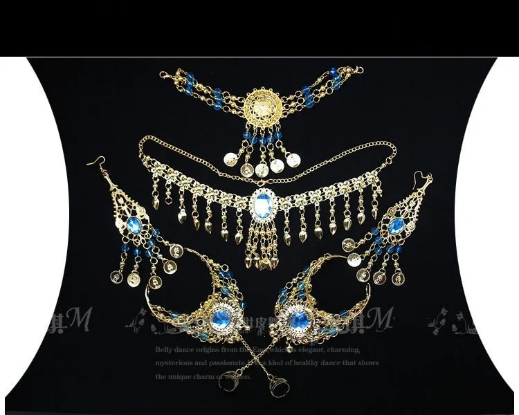 6 шт./партия Индийский танец живота одежда аксессуары для танца живота ожерелье набор украшений для женщин - Цвет: turquoise