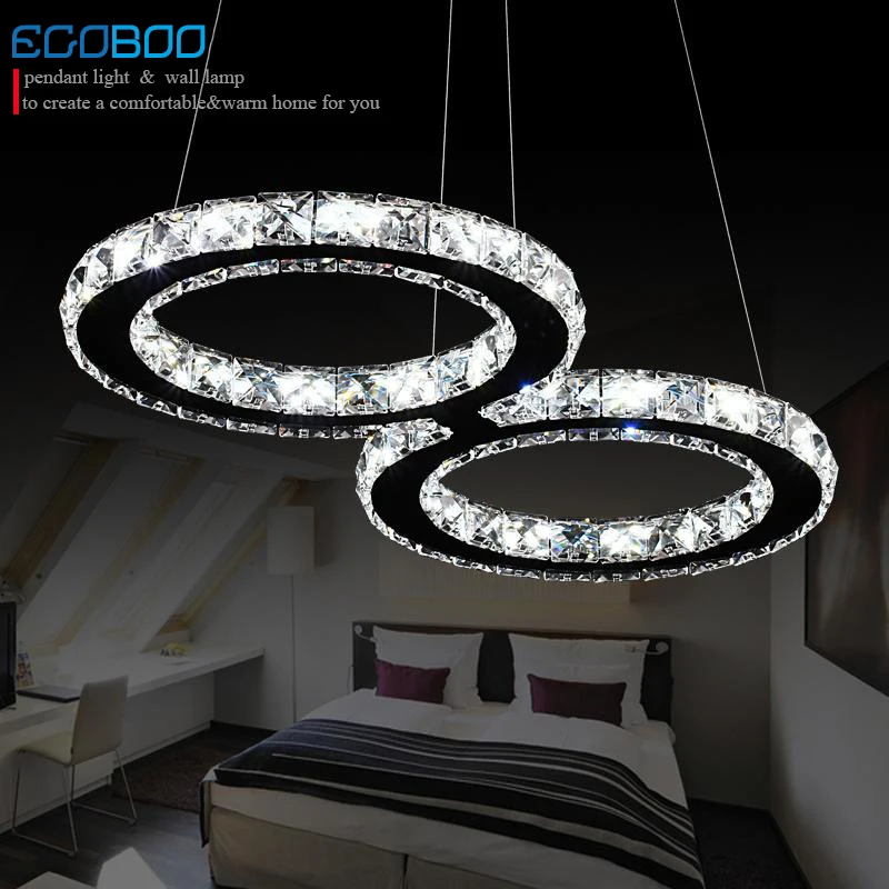 NEW MODREN LED Crystal Pendant Lights 24W Creative Restaurant Cord Pendant Lighting Fixture Modern Style Cool White 110-240V AC