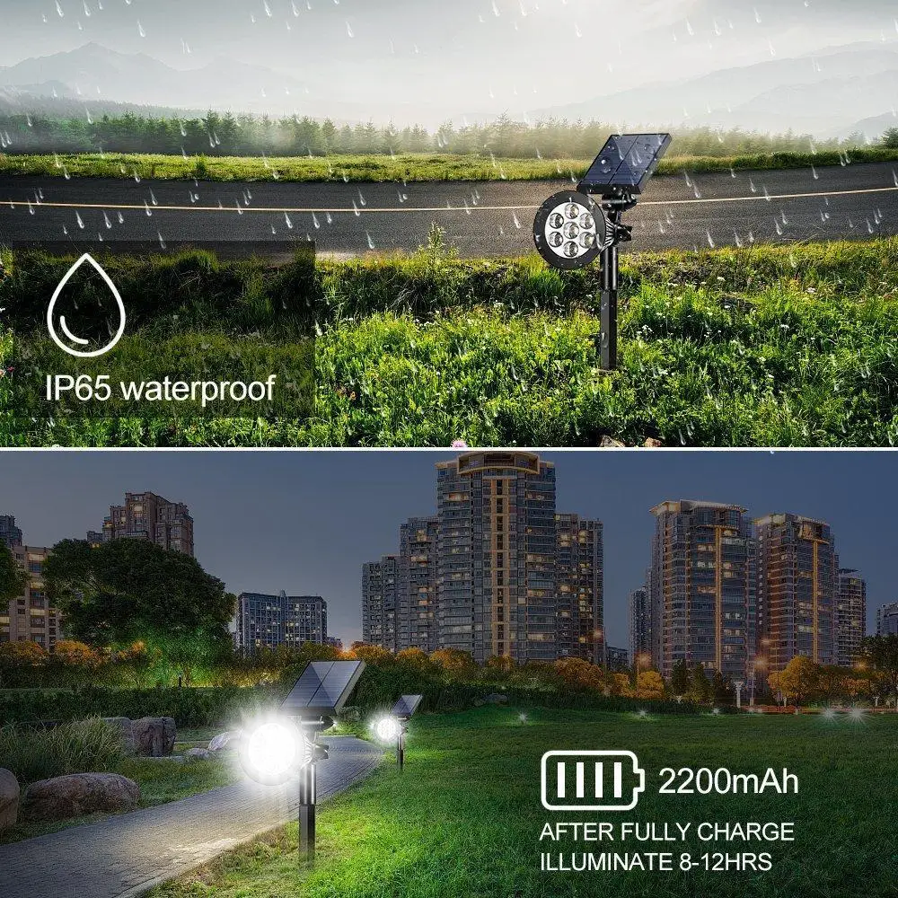 Movido a Energia Luz de Parede para o Jardim Khlitec Pack Solar Levou Cores Mudando - Fixo Segurança Spotlight Paisagem Luz 7 2 10 7 KHLITEC 2 Pack 7 Movido A