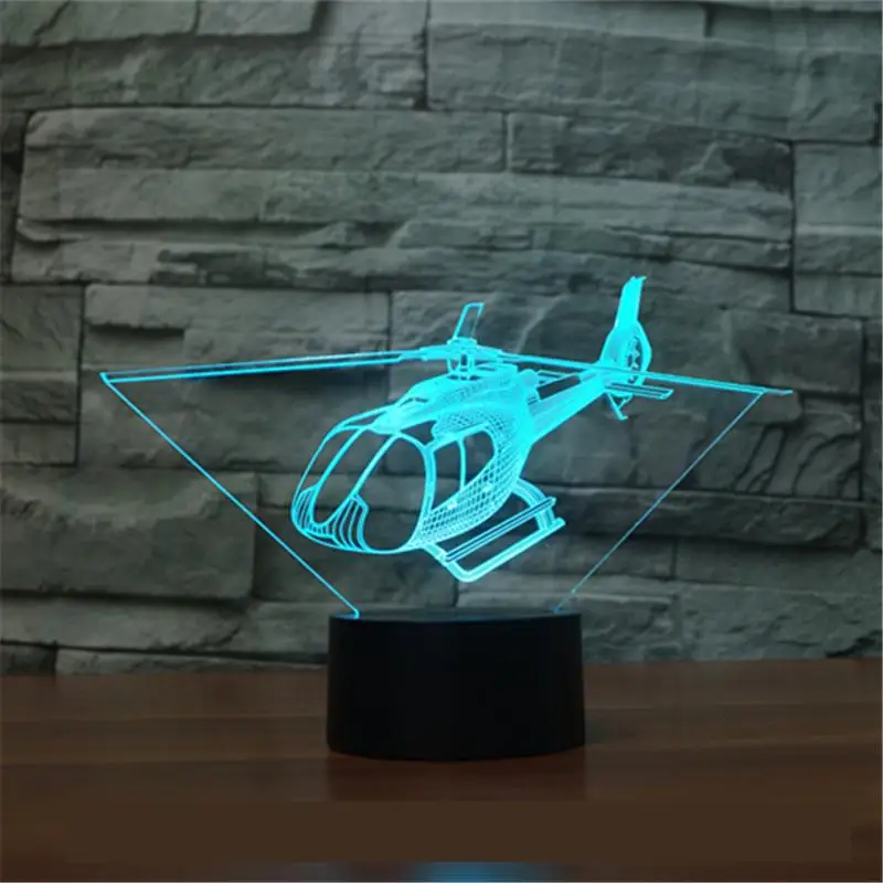 

Helicopters Colorful 3d Light Touch Visual Gradual Change Led Night Light Bedside decorative lamp for children's bedroom
