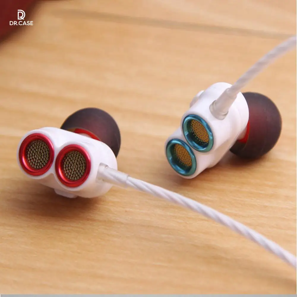 DR.CASE High Quality Bluetooth Earphone Double Moving Coils Magnetic Bass Quad-core Speakers 3.5mm Mini Stereo Sports Earphones