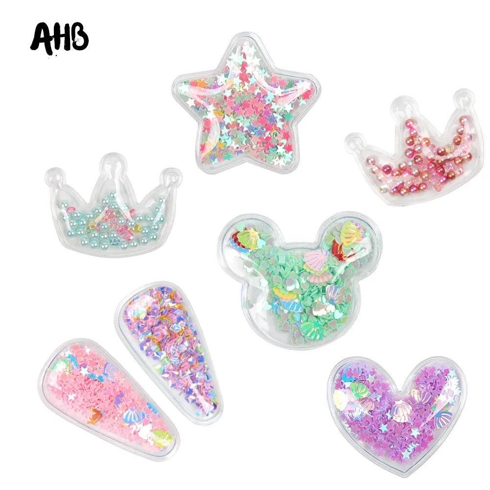 

AHB 5Pcs Filling Shining Sequins Appliques Star PVC Patches for Clothing Crafts Cake Topper Decor DIY Hair Clips Materials