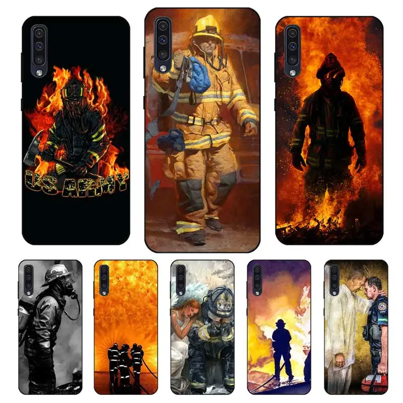 P069 Fireman Black Silicone Case For Samsung Galaxy A6 A7 A8 A9 A10 A30 A40 A50 A60 A70 A80 A90 5G A20E Plus |