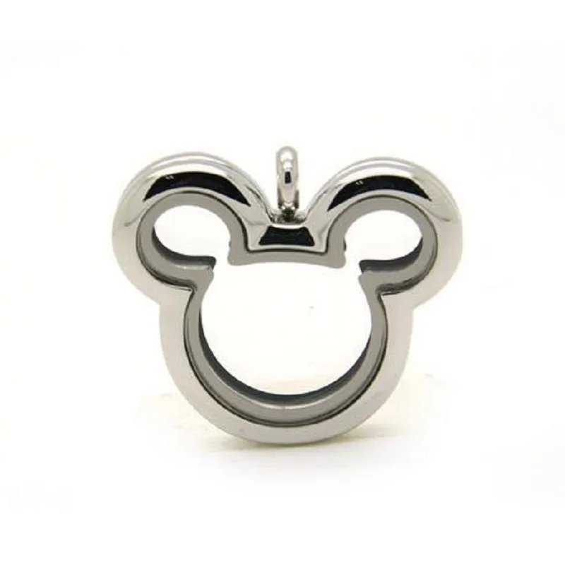 

Wholesale Alloy Mouse Head Floating Locket Pendant Magnetic Mickey Heart Living Memory Locket Pendant 10Pcs