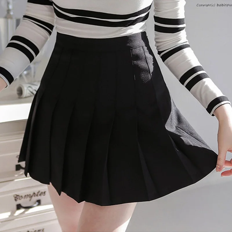 Women Skirt High Waist Chic Skirts Summer Student Pleated Skirt Women Cute Sweet Girls Dance Skirt GM