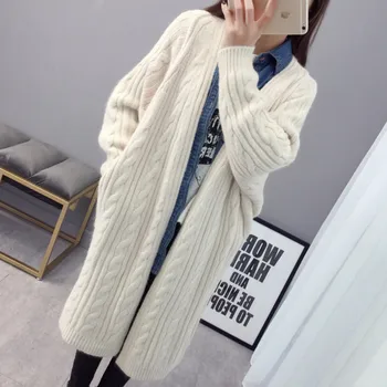 

Harajuku Cardigan Women's Sweater Autumn Winter Long Cardigan Coat 2019 New Fashion Women's Clothing Twist Ladies Sweater