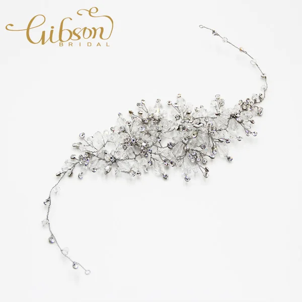 

Free Shipping Rhinestone And Crystal Flower Bridal Headpiece Front Headband Hair Vine Wedding Accessories