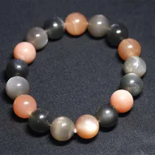 Натуральный подлинный Радужный флэш-Солнечный Камень Полированный тянущийся браслет с круглыми бусинами 8-14 мм подходят ювелирные изделия «сделай сам» оптом скидка