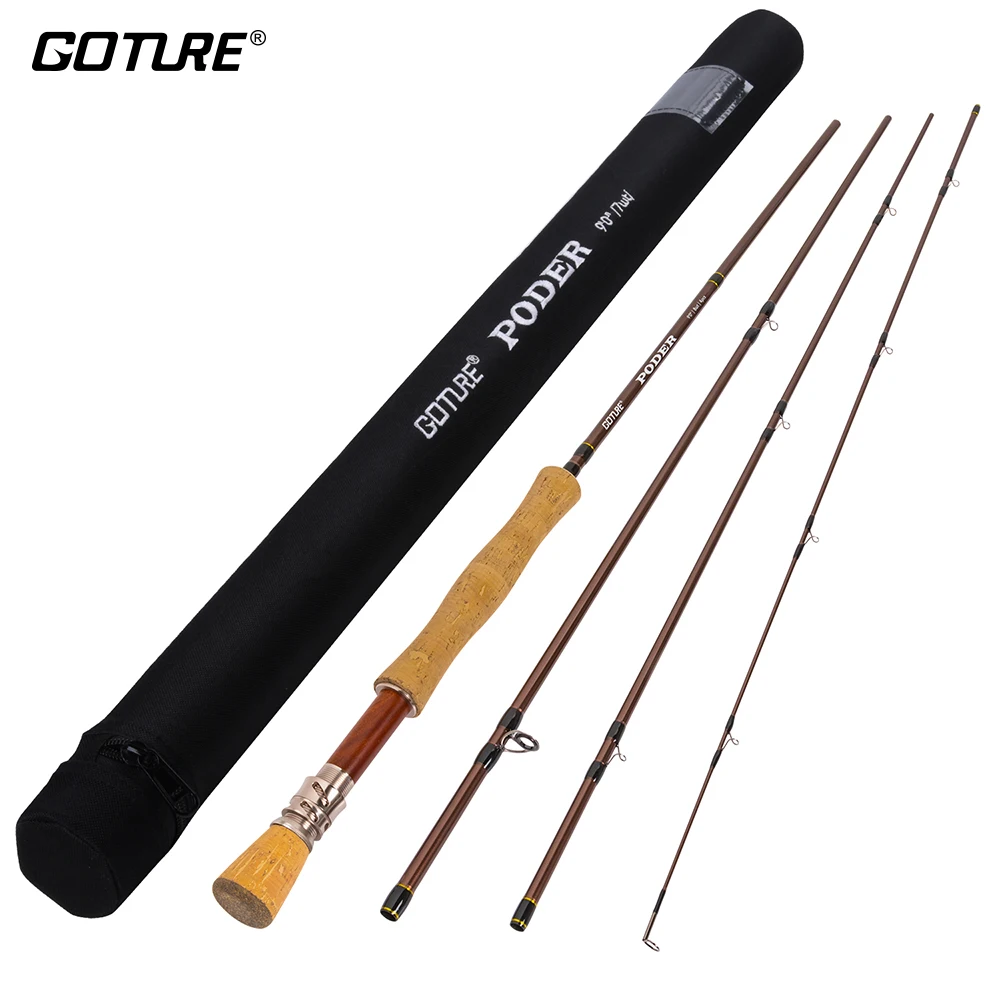 Goture PODER Fly Удочка 4 шт. 9ft 30+ 36 T карбоновые удилища твёрдый хромированный направляющий(4/5/7/8wt) Удочка для морской рыбалки