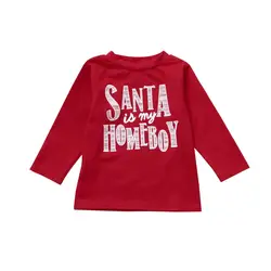 Рождественский Санта для маленьких мальчиков и девочек Футболка с печатными буквами верхняя одежда наряды