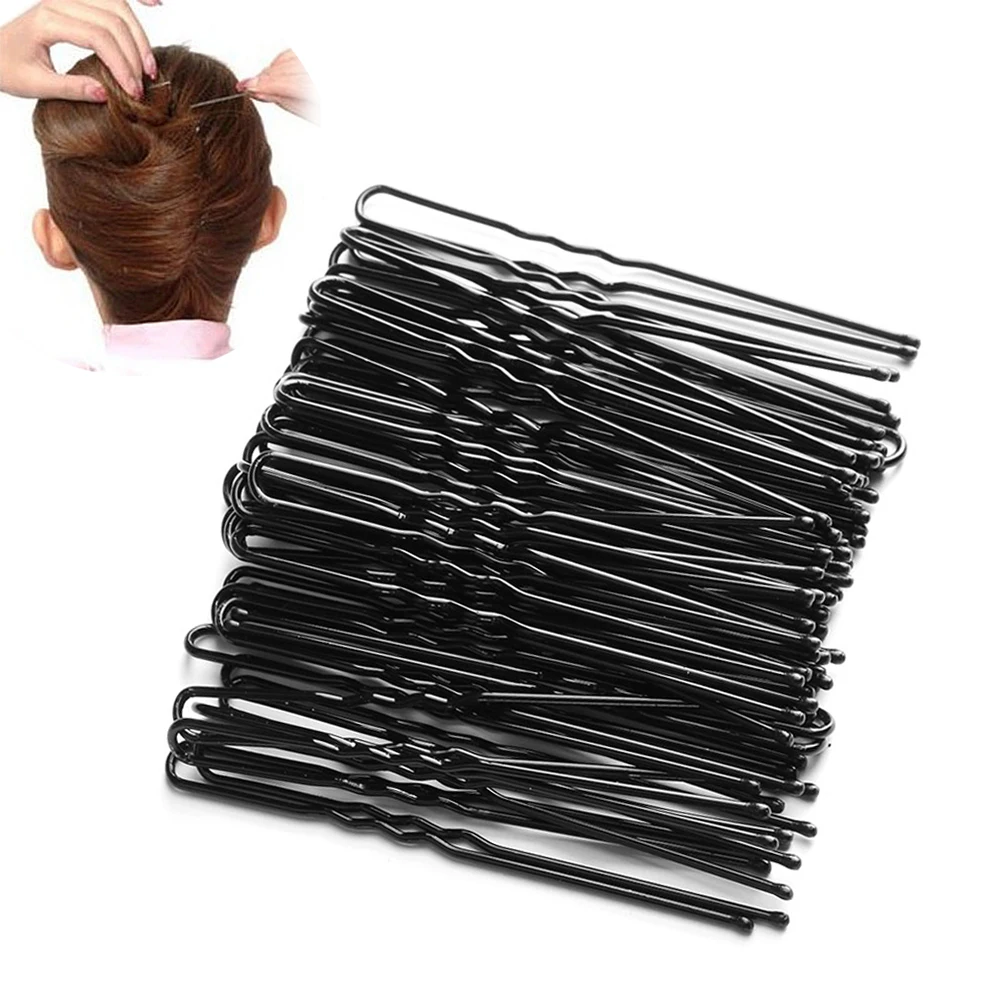 

HOOH 50Pcs Black Plated Metal Thin U Shape Hairpins Girls Hair Clips Barrettes Beauty Hairdressing Accessoriess Styling Tools