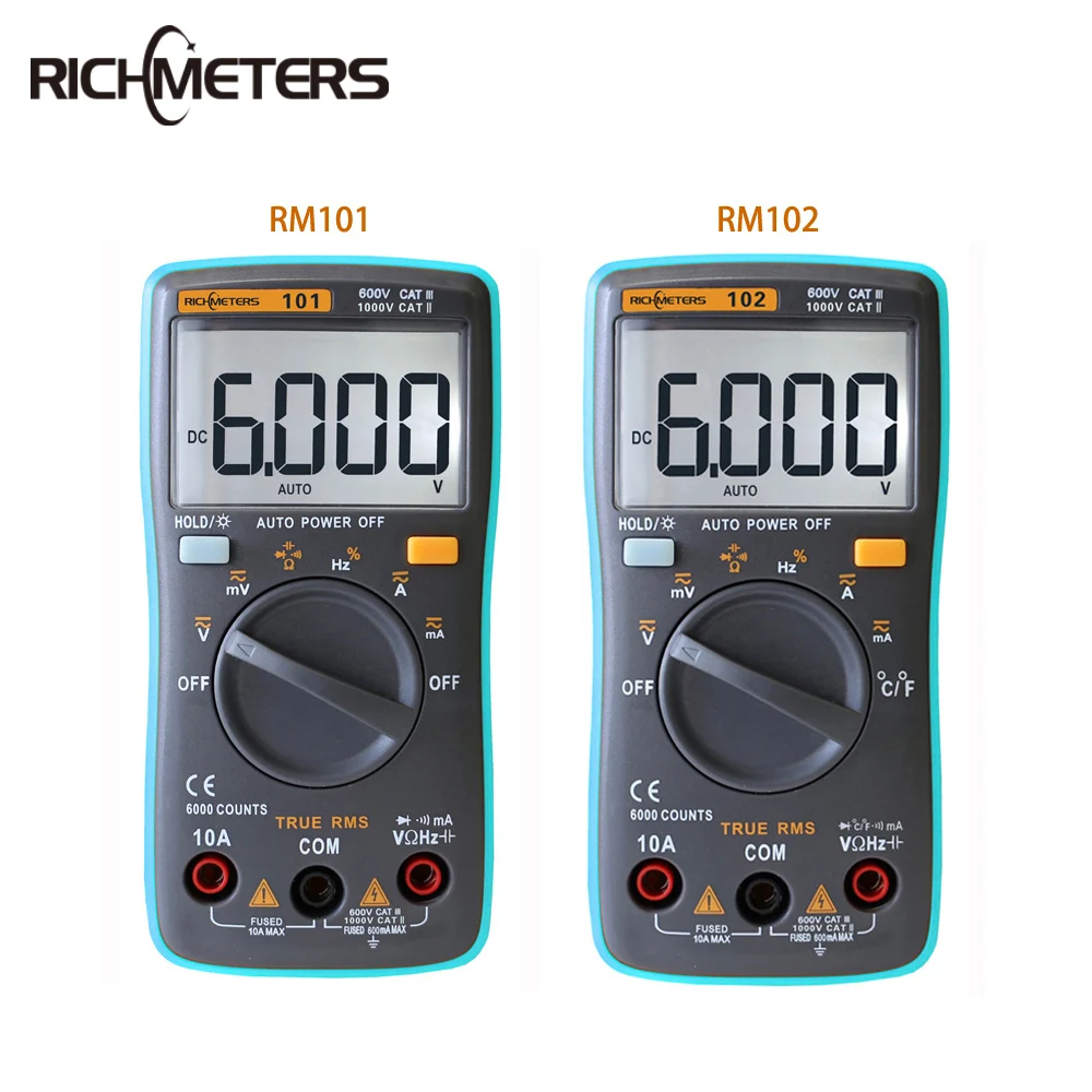 RICHMETERS 102 мини мультиметр lcd Цифровой мультиметр для Вольт Ампер Ом тестер задний светильник Вольтметр Амперметр