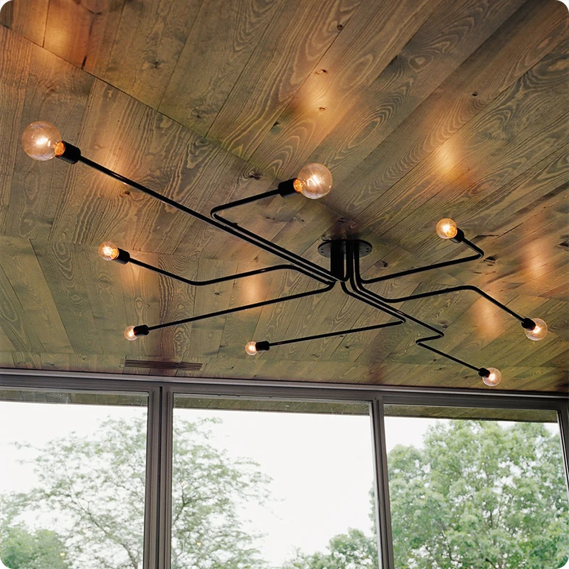 Ecolight Free Shipping Vintage Ceiling Light 8 Lights Edison Bulb Ceiling Lamp Metal Black Flush Mount Light For Living Room Flush Light Vintage Flush Mountlighting Flush Mount Aliexpress