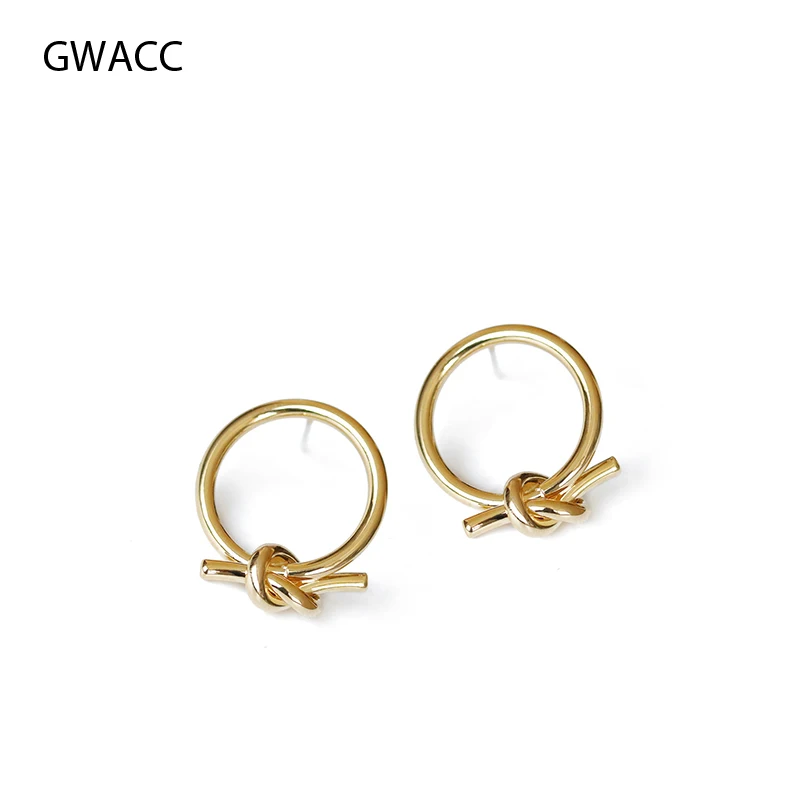 

GWACC 2019 NEW Design Knot Metal Gold Color Stud Earring For Women Girls INS Style Irregular Minority Pendientes Fashion Jewelry