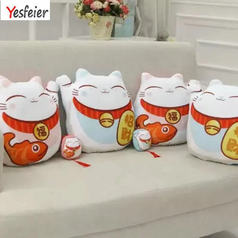 Прямая Kawaii Maneki Neko подушка мягкая плюшевая подушка детский подарок плюшевые игрушки китайский узел кошка маленький кулон