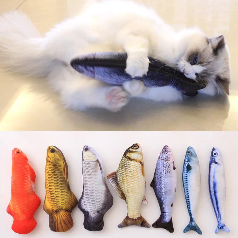 1 font b PC b font New Lovely Artificial Fish Plush Pet Cat Puppy Dog Toys