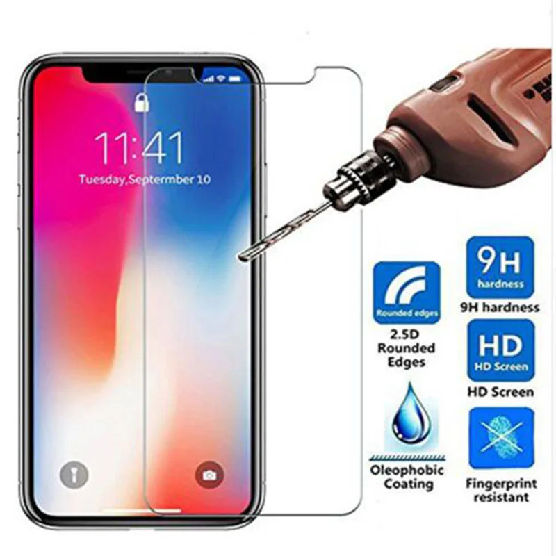 Закаленное стекло для iPhone XSMax X 7 8 6 6S Plus 5 5S 4S 9H Защитная пленка экрана Защитное XS Max