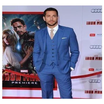 

2017 wedding tuxedo best mens suits three pieces notched lapel terno masculino blue terno azul business casual suit men