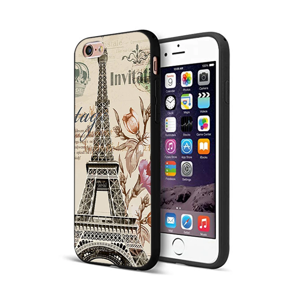 Черный чехол из ТПУ для iphone 5 5s se 6 6s 7 8 plus x 10 силиконовый XR XS 11 pro MAX с Эйфелевой