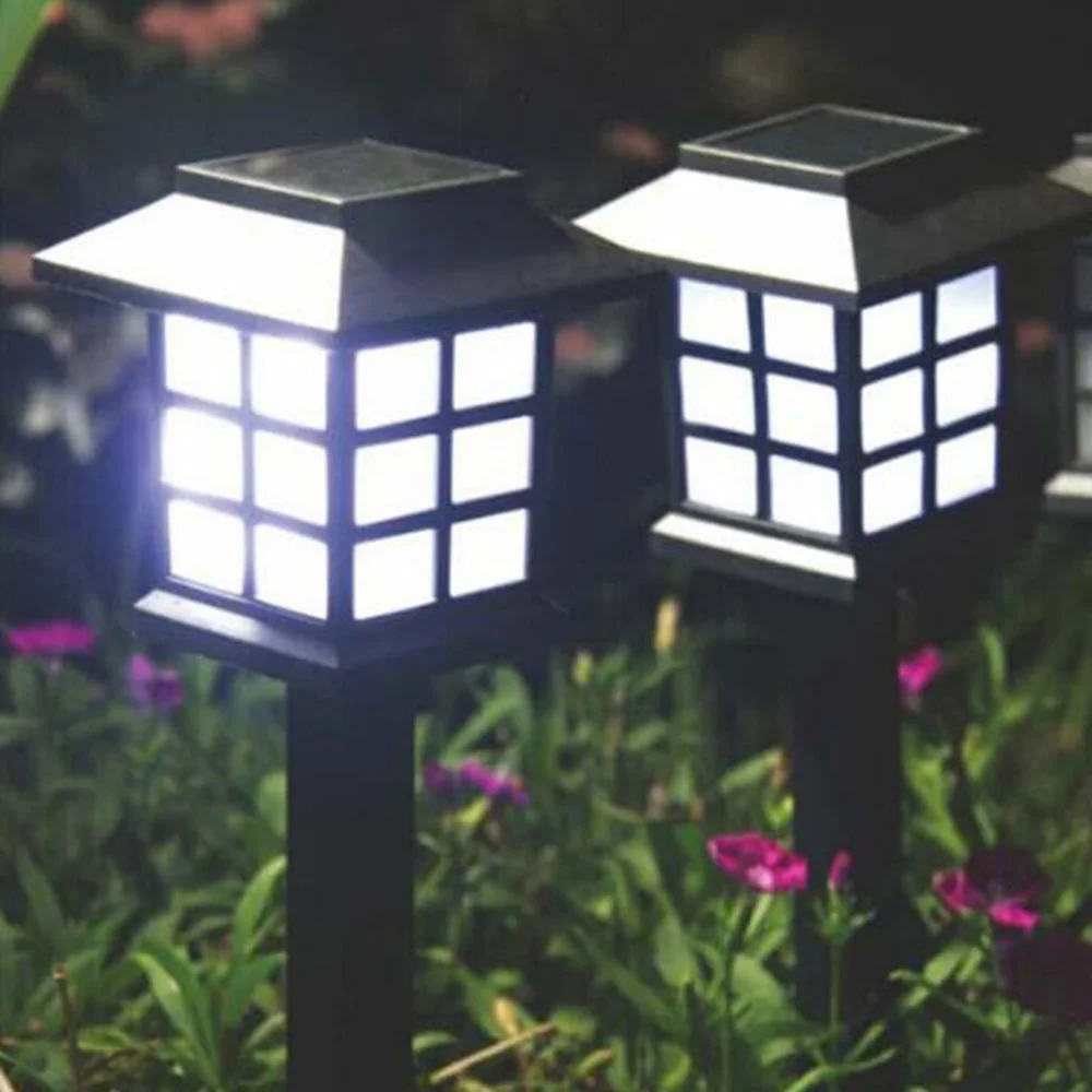 Beste Tanbaby 4 stks Paleis Lantaarn Zonne energie Tuin Landschap Licht voor Tuinieren Pathway Decoratie Licht Sensor lampen