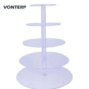

GEJIGEMI 1 PC Transparent Round 5 Tier Acrylic Cupcake Display Stand /acrylic Cake Stand