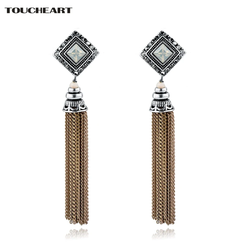 

TOUCHEART Crystal Alloy Gold Plated Tassel Jewelry Gifts Fashion Yellow Geometric Statement drop Earrings for Women SER160109