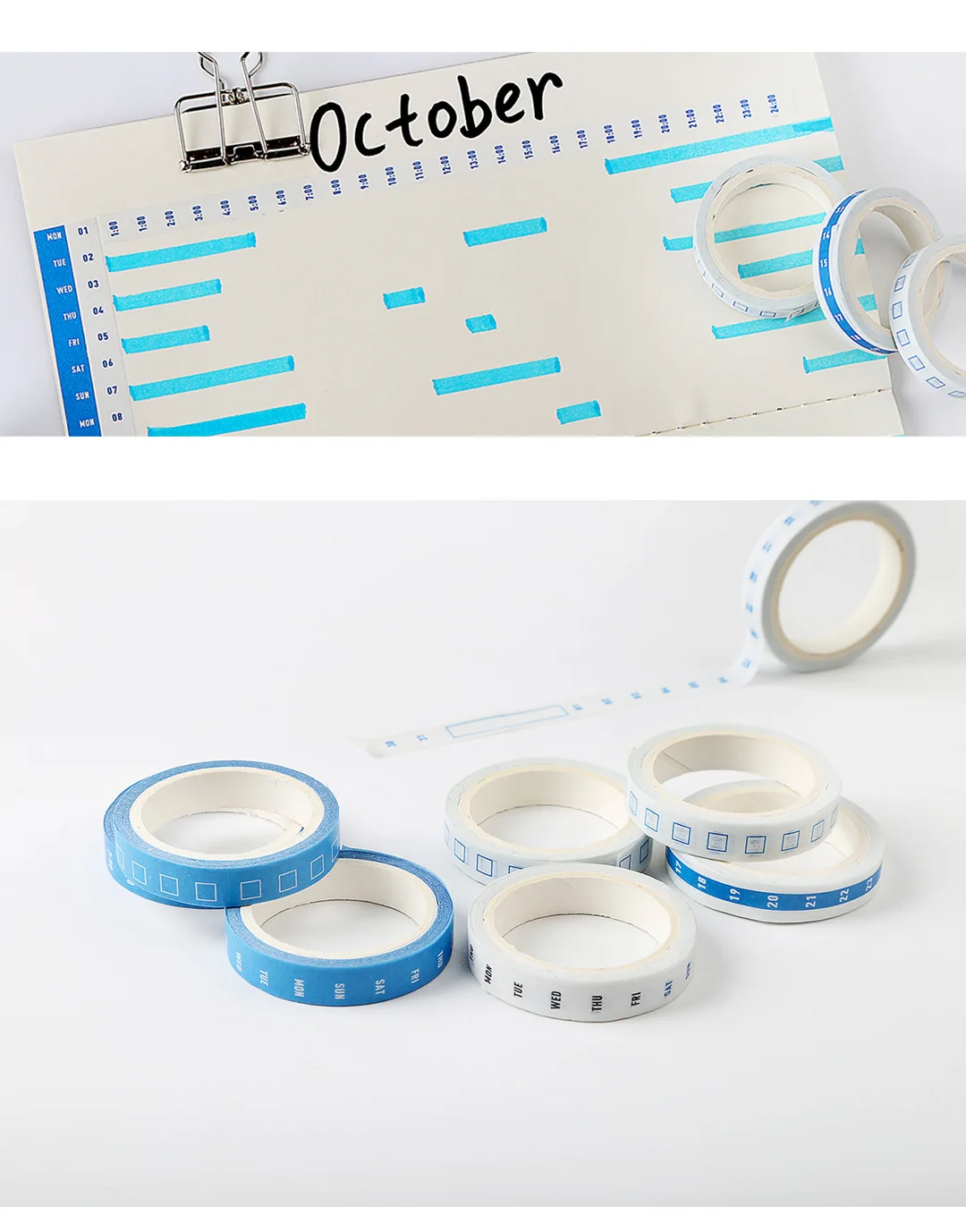 4 pcs / set Adhesive Tape Practical Week Plan Time Axis Schedule Lattice Masking Tape Diary Decorative Sticker Cute Stationery