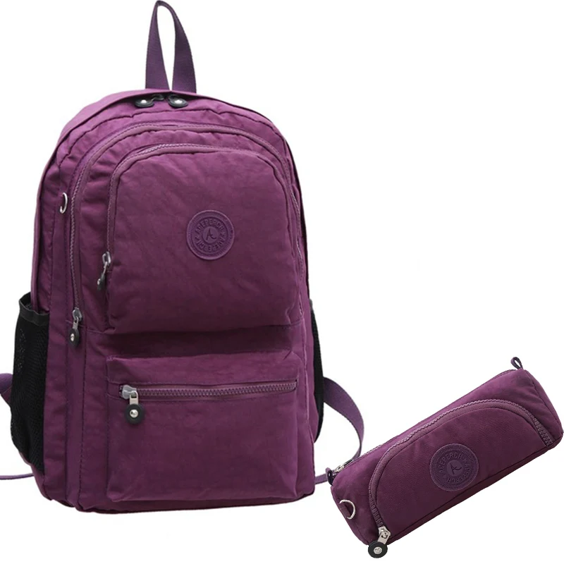 ACEPERCH Women Nylon Waterproof Backpack School Backpack for Teenage Girl Mochila Feminina Original Casual Laptop Bagpack Female - Цвет: Purple