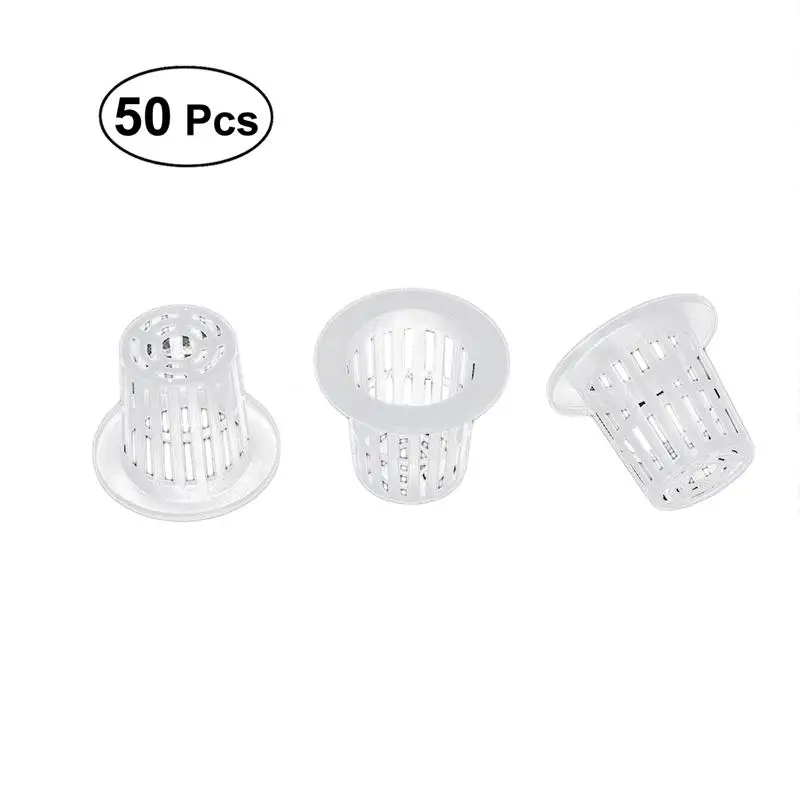

WINOMO 50pcs Black Slotted Mesh Soilless Culture Vegetable Net Pots Baskets Cups for Hydroponics/Aquaponics/Orchids
