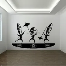 Afrique Tribal Masque De Danse Du Poisson Artistique Village Art Wall Sticker Decal BRICOLAGE Décoration Décoration Murale géante Amovible Autocollants