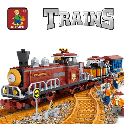 

Model building kits compatible with lego trains rails 234 3D blocks Educational model building toys hobbies for children