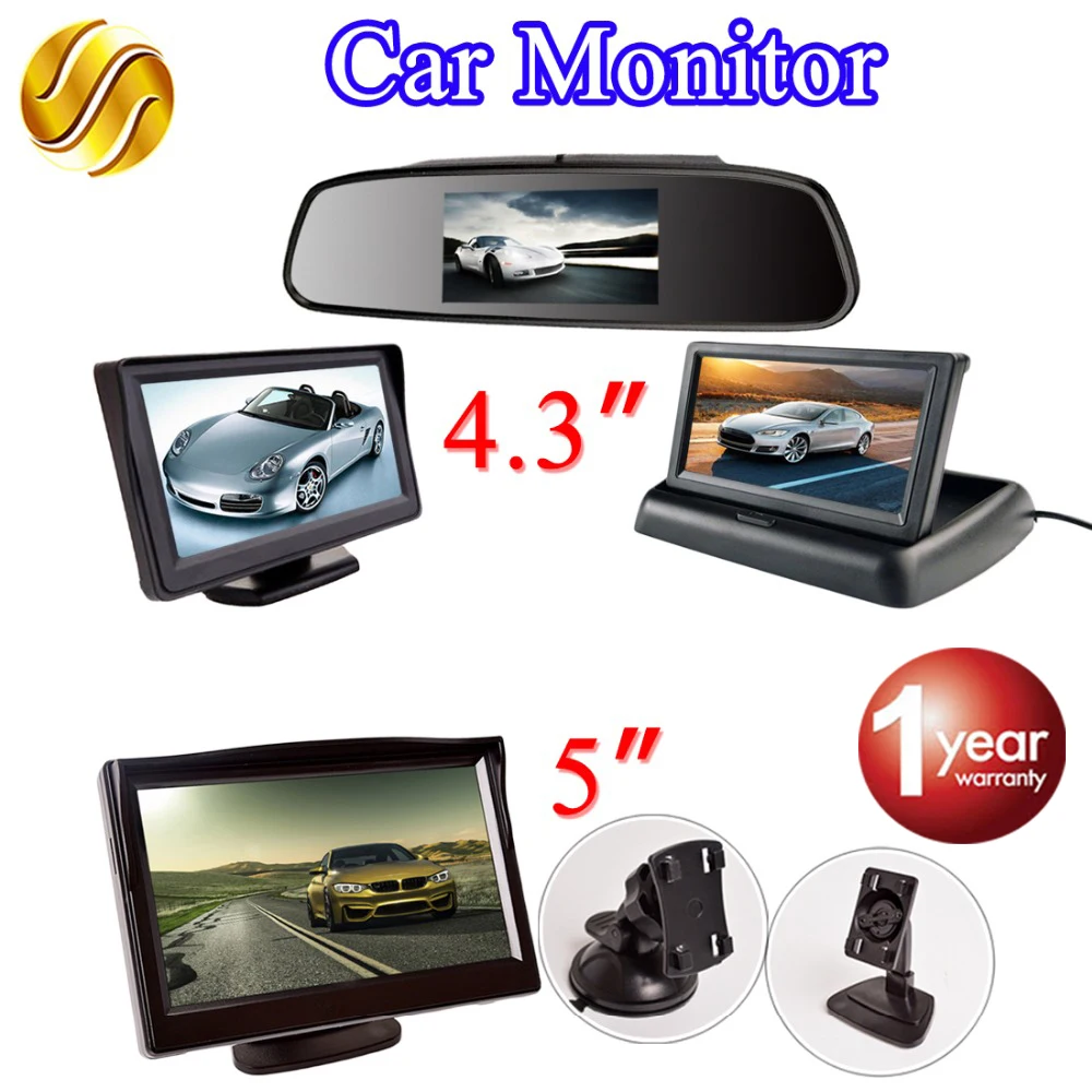 

Viecar LCD Car Monitor TFT Display Desktop / Foldable / Mirror Monitor 4.3'' Video PAL/NTSC Auto Parking Rearview Backup