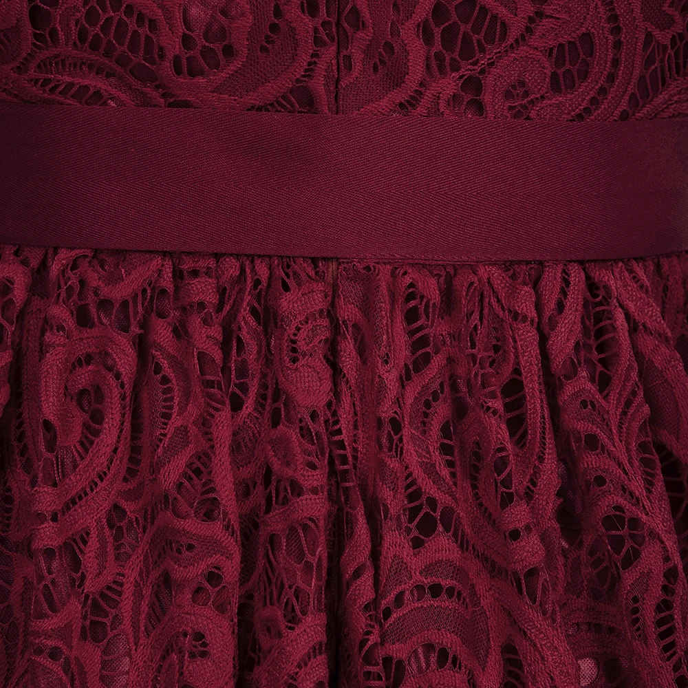 Бургундское кружевное коктейльное платье с элегантными короткими рукавами платье для выпускного вечера Вечернее платье женское короткое платье для выпускного вечера с поясом