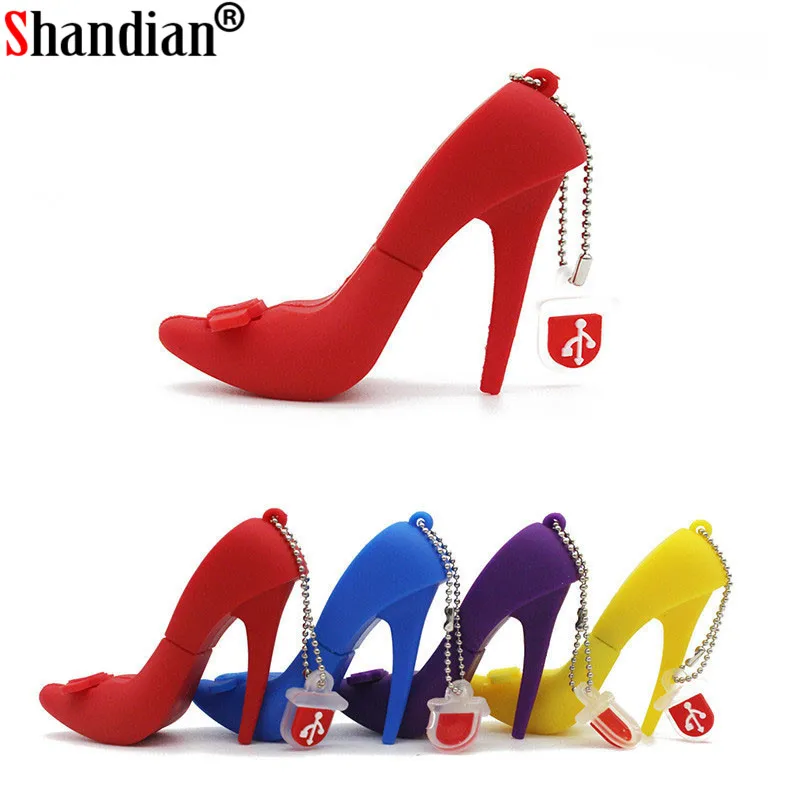 

SHANDIAN Hot high-heeled shoes USB Flash Drive Memory U Disk 4g 16g 32g 64g Card Stick Gift Pendrive Key Creativo Gift for lady