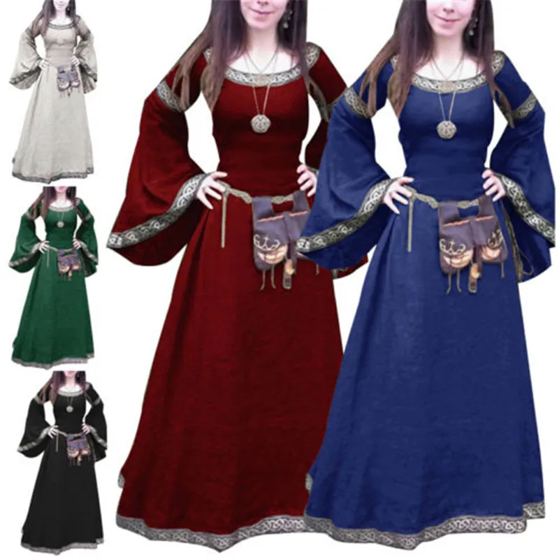 

Drop Shipping Women's Medieval Cosplay Costume Renaissance Vintage Flare Sleeve Gothic Dresses S-5XL