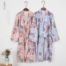 Японское кимоно для косплея, традиционный хлопковый Халат, японское кимоно с цветами, Женский банный халат, Цветочная Пижама 011603