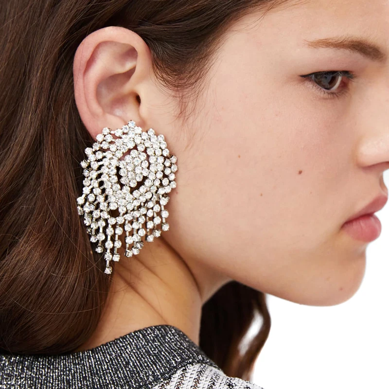 JUJIA 2 цвета Za Дизайн Мода цветок кристалла серьги Модные ювелирные изделия талисманы кристалл серьги для женщин