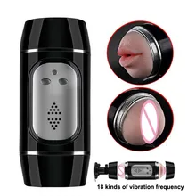 18 Speeds Adult toys for men Dual channel Masterbation cup Blow job Hands free Masturbator for man Pocket sex Vagina real pussy odd job man