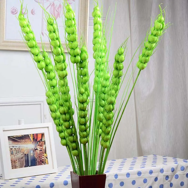 

Hoomall Landing High Branch Bubble Flowers Three Heads Barley Simulation Flower Paddy Simulation Wheat For Living Room Decor