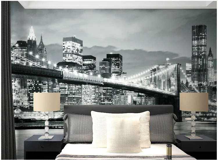 Black And White New York City Street Mural Wallpaper Living Room Black And White New York City Street Mural Wallpaper Living Room Bedroom Tv Backdrop Personalized Custom Night In Painting Calligraphy From