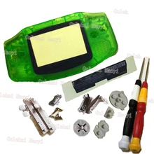 Горячая пластиковый корпус чехол прозрачный зеленый подходит для NitendoGBAGameboyAdvance W/резиновые прокладки X/Y отвертки