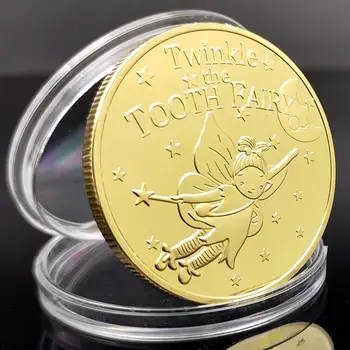 1Pc Cartoon Tooth Fairy Zinc Alloy Commemorative Coin Children Collection Gift For Babies Children tooth avulsion in children parental awareness